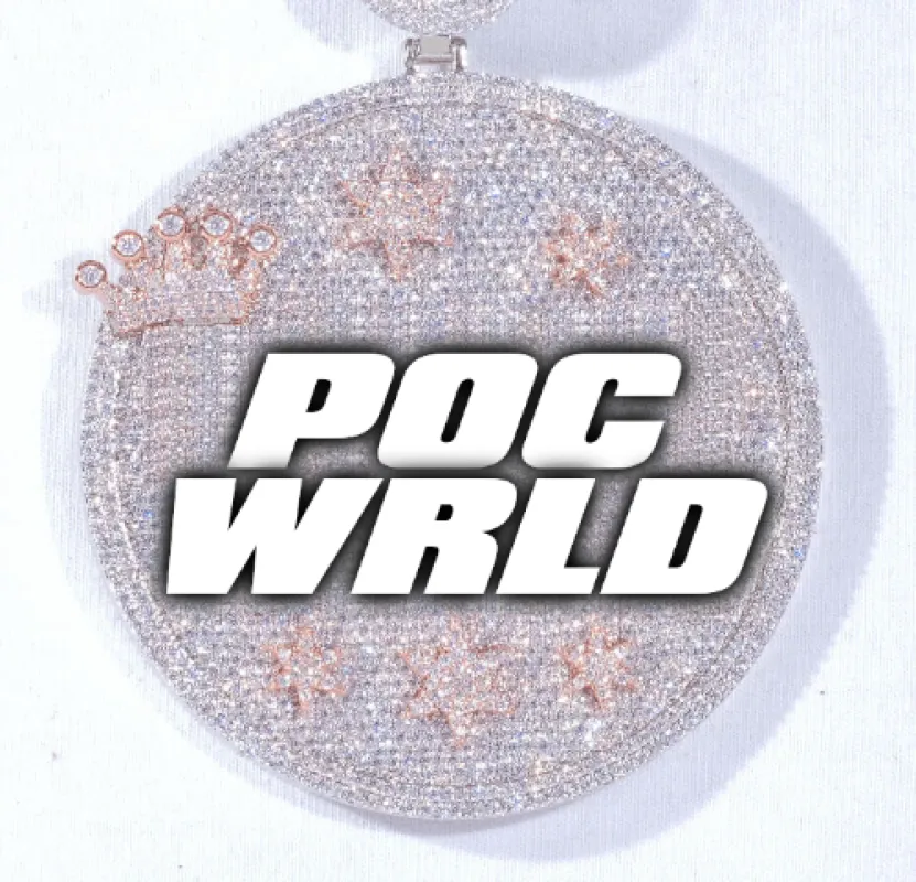 CUSTOM LETTER NECKLACE 3D BIG CROWN DISC sold by The GUU Shop