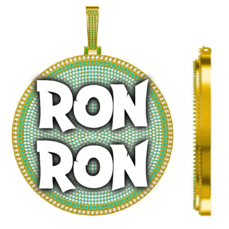 CUSTOM LETTER NECKLACE 3D BIG DISC sold by The GUU Shop