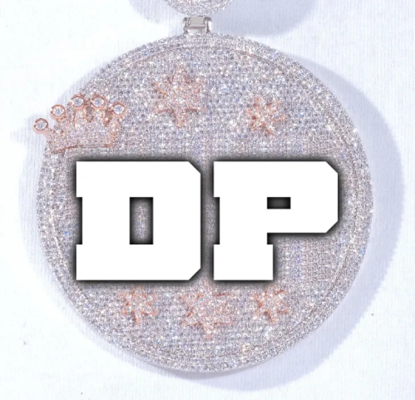 CUSTOM LETTER NECKLACE 3D BIG CROWN DISC sold by The GUU Shop