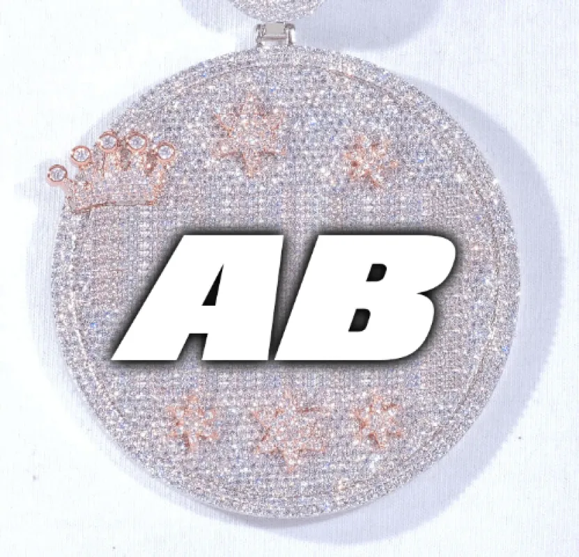 CUSTOM LETTER NECKLACE 3D BIG CROWN DISC sold by The GUU Shop