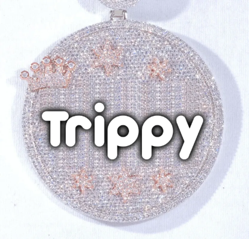 CUSTOM LETTER NECKLACE 3D BIG CROWN DISC sold by The GUU Shop