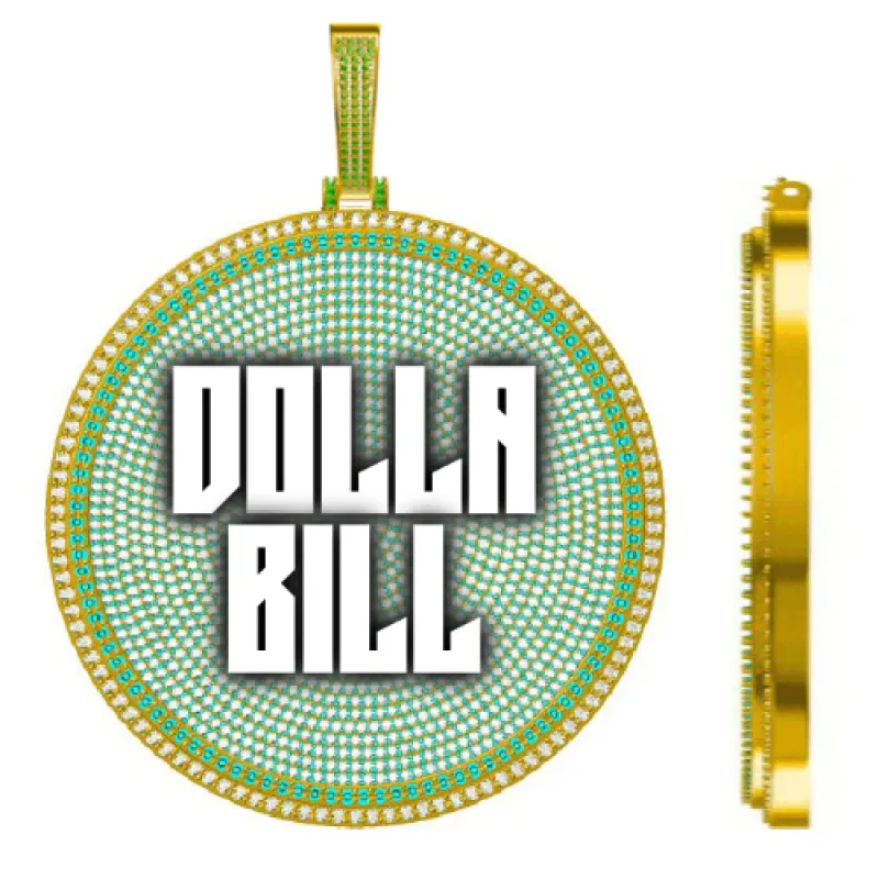 CUSTOM LETTER NECKLACE 3D BIG DISC sold by The GUU Shop