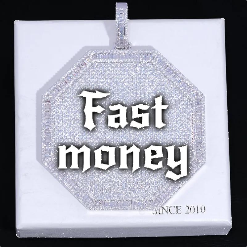 CUSTOM LETTER NECKLACE 3D BIG OCTAGON sold by The GUU Shop