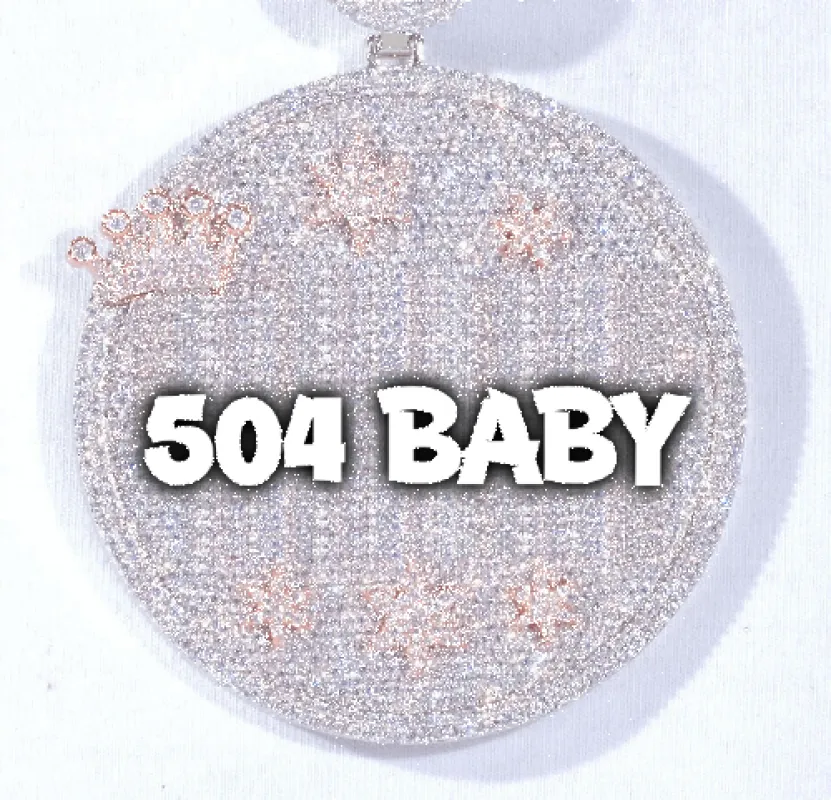 CUSTOM LETTER NECKLACE 3D BIG CROWN DISC sold by The GUU Shop