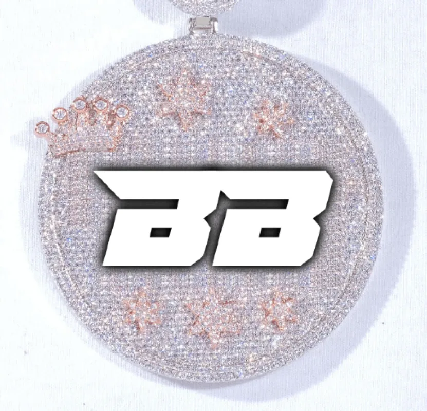 CUSTOM LETTER NECKLACE 3D BIG CROWN DISC sold by The GUU Shop