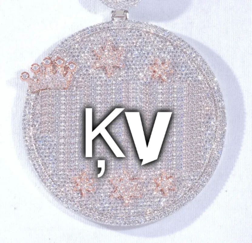 CUSTOM LETTER NECKLACE 3D BIG CROWN DISC sold by The GUU Shop