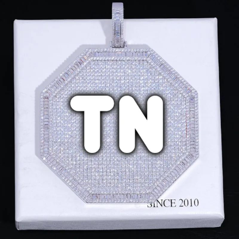 CUSTOM LETTER NECKLACE 3D BIG OCTAGON sold by The GUU Shop