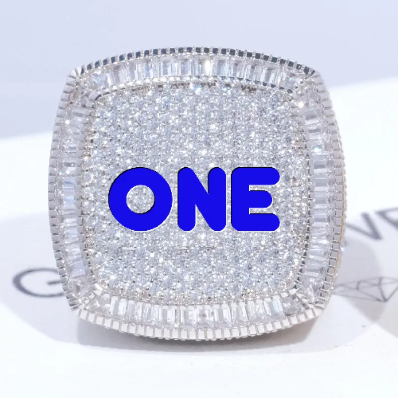 CUSTOM LETTER 3D ICED RING sold by The GUU Shop