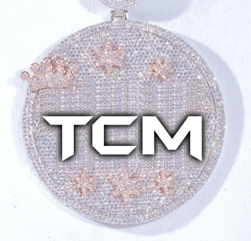 CUSTOM LETTER NECKLACE 3D BIG CROWN DISC sold by The GUU Shop