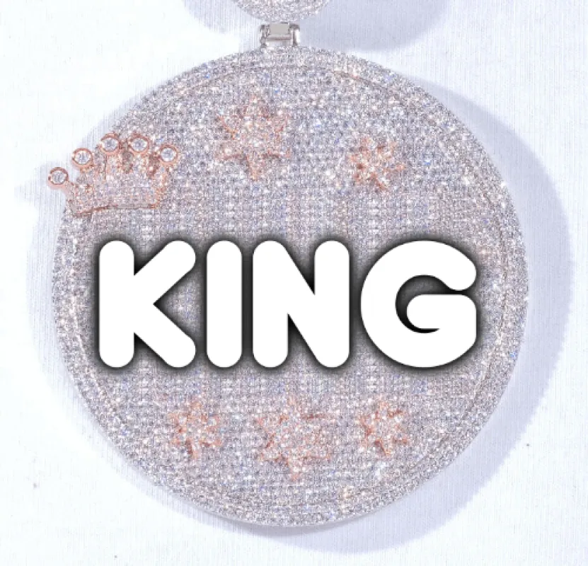 CUSTOM LETTER NECKLACE 3D BIG CROWN DISC made by The GUU Shop