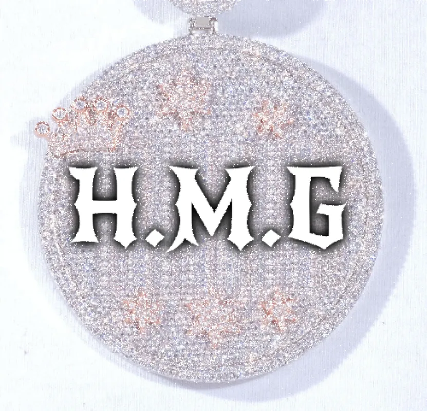 CUSTOM LETTER NECKLACE 3D BIG CROWN DISC sold by The GUU Shop