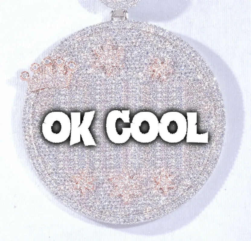 CUSTOM LETTER NECKLACE 3D BIG CROWN DISC sold by The GUU Shop