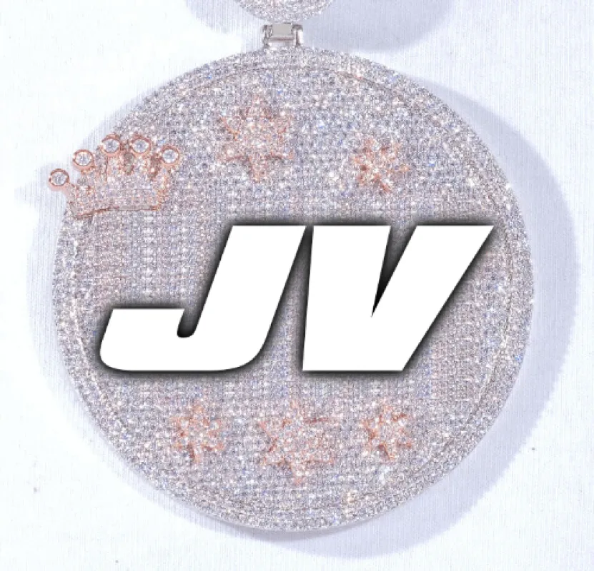 CUSTOM LETTER NECKLACE 3D BIG CROWN DISC sold by The GUU Shop