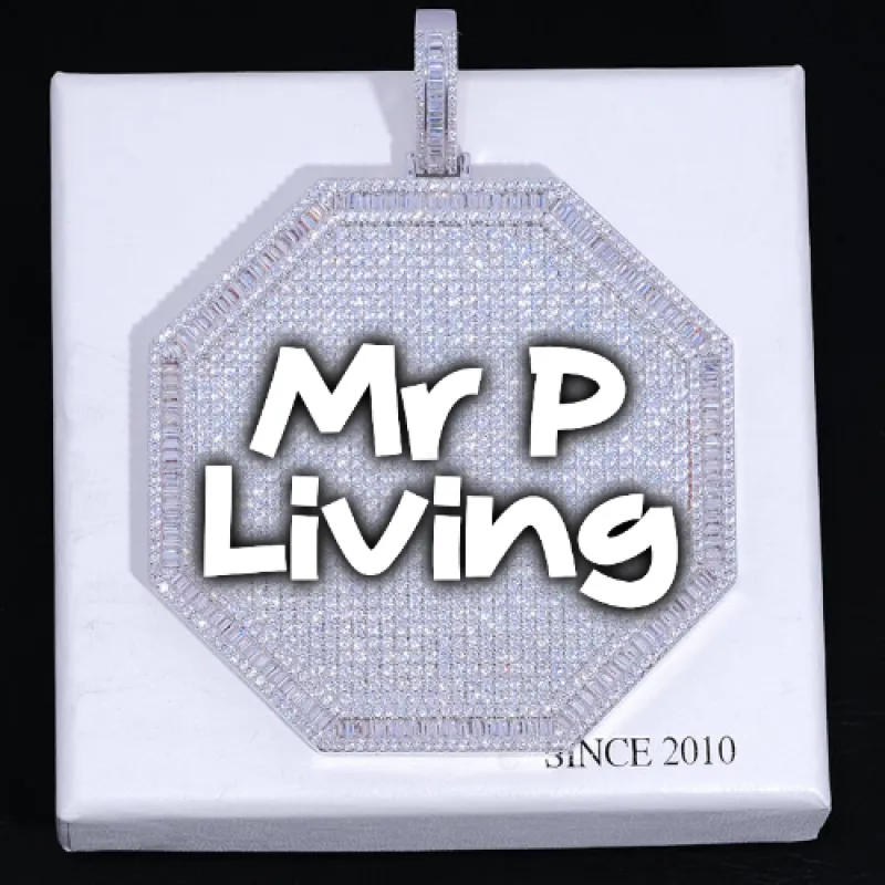 CUSTOM LETTER NECKLACE 3D BIG OCTAGON sold by The GUU Shop