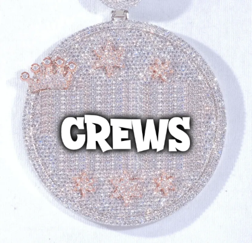 CUSTOM LETTER NECKLACE 3D BIG CROWN DISC sold by The GUU Shop