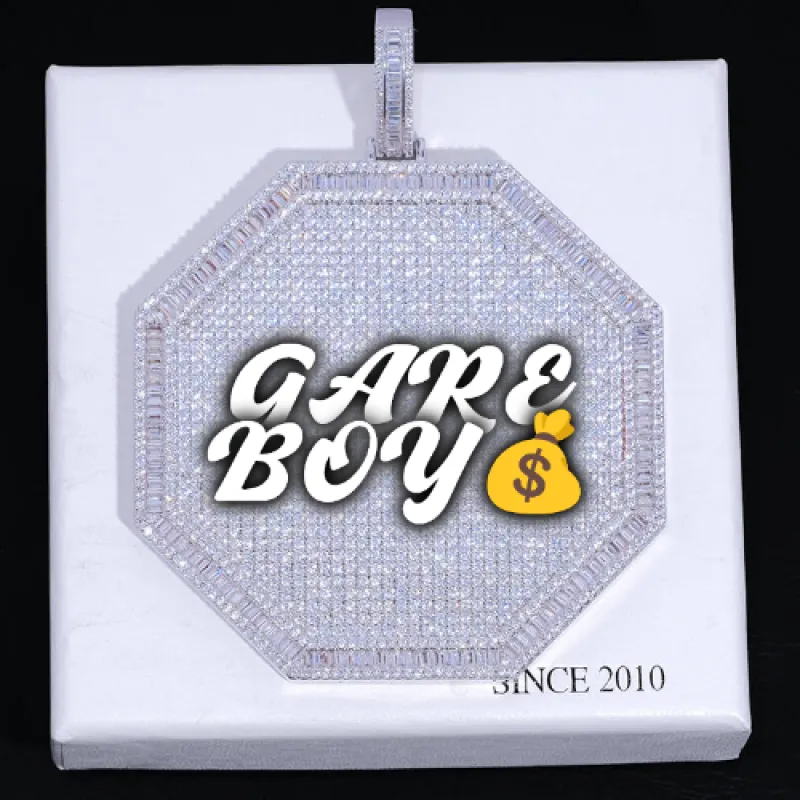 CUSTOM LETTER NECKLACE 3D BIG OCTAGON sold by The GUU Shop