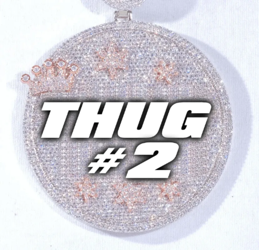 CUSTOM LETTER NECKLACE 3D BIG CROWN DISC sold by The GUU Shop