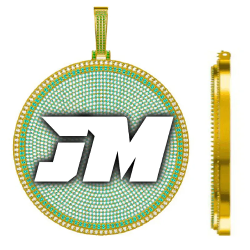 CUSTOM LETTER NECKLACE 3D BIG DISC sold by The GUU Shop