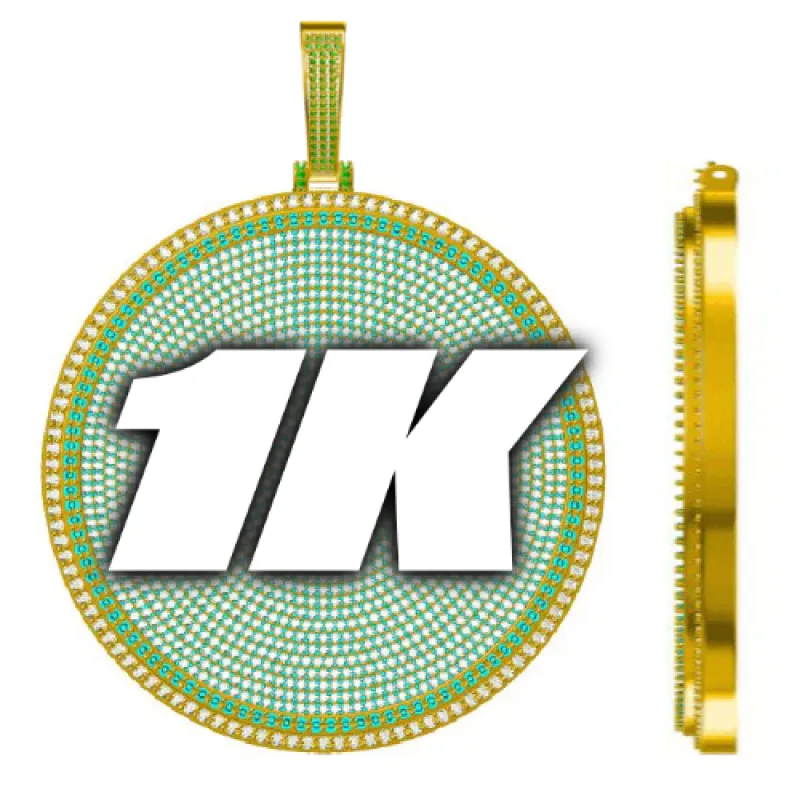 CUSTOM LETTER NECKLACE 3D BIG DISC sold by The GUU Shop