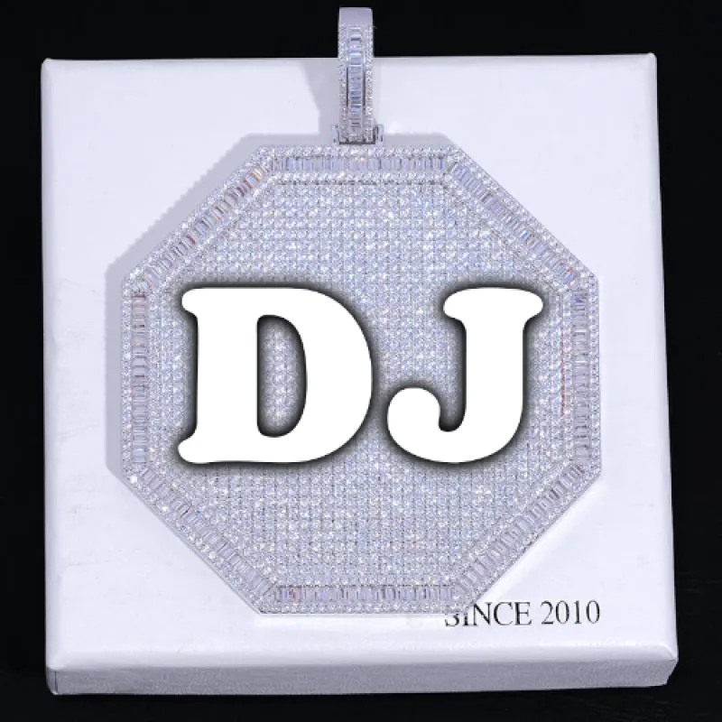 CUSTOM LETTER NECKLACE 3D BIG OCTAGON sold by The GUU Shop