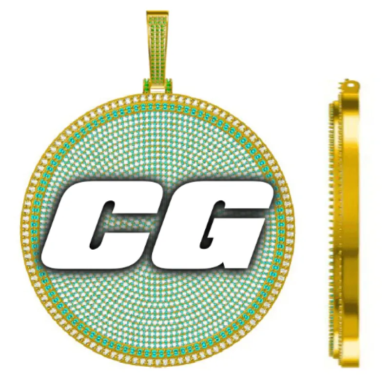 CUSTOM LETTER NECKLACE 3D BIG DISC sold by The GUU Shop