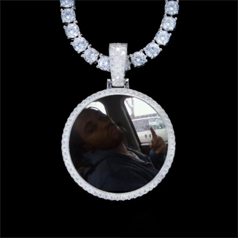 925S & VVS Moissanite 3D Circle Custom Picture Pendant sold by The GUU Shop