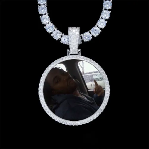 925S & VVS Moissanite 3D Circle Custom Picture Pendant sold by The GUU Shop