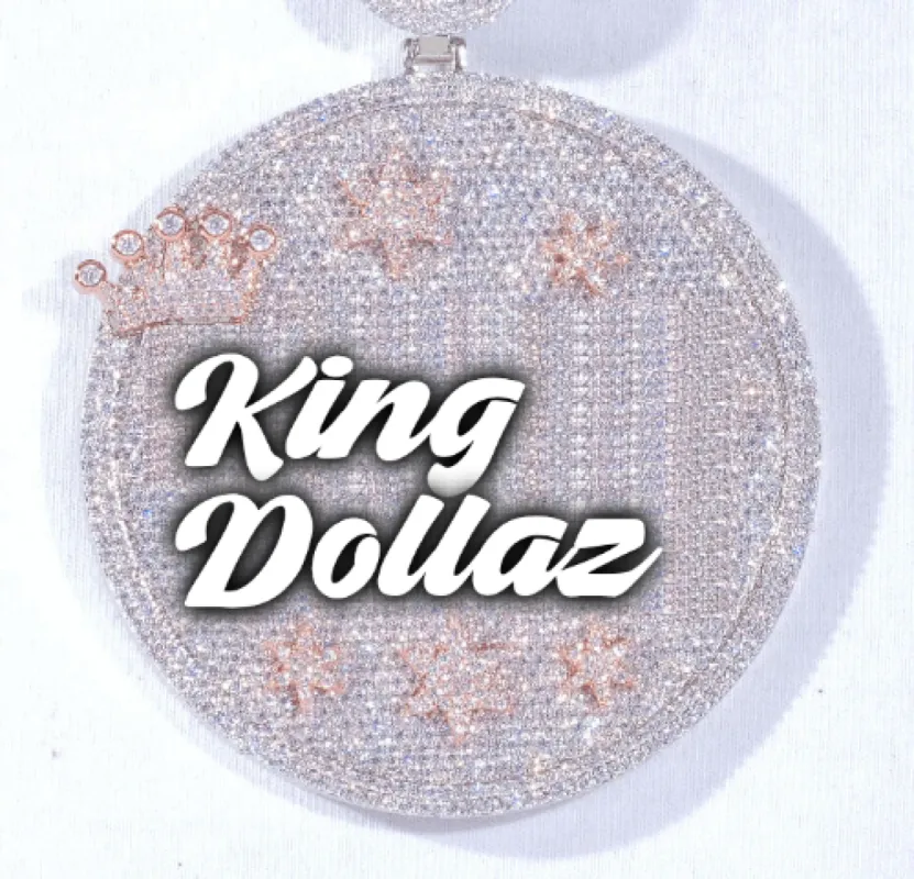 CUSTOM LETTER NECKLACE 3D BIG CROWN DISC sold by The GUU Shop