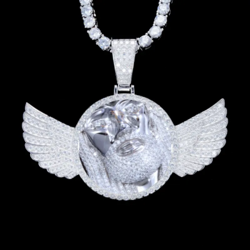 925S & VVS Moissanite 3D Wing Custom Picture Pendant sold by The GUU Shop