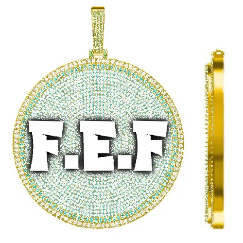 CUSTOM LETTER NECKLACE 3D BIG DISC sold by The GUU Shop