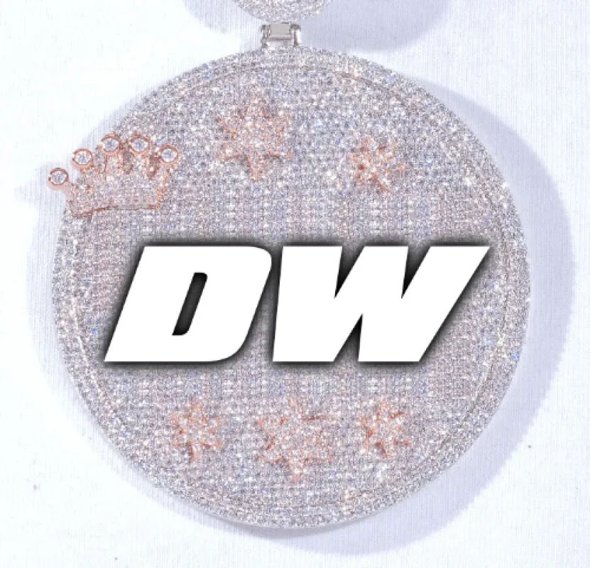 CUSTOM LETTER NECKLACE 3D BIG CROWN DISC sold by The GUU Shop