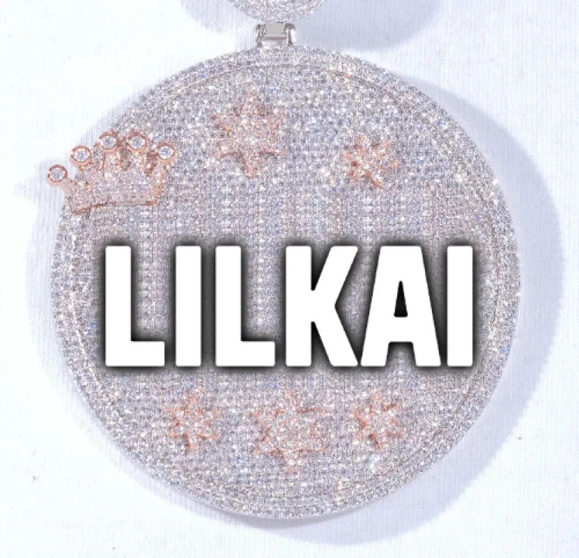 CUSTOM LETTER NECKLACE 3D BIG CROWN DISC sold by The GUU Shop