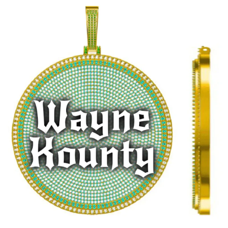 CUSTOM LETTER NECKLACE 3D BIG DISC sold by The GUU Shop