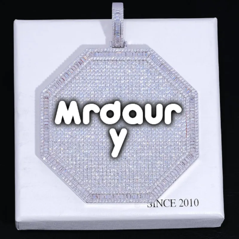 CUSTOM LETTER NECKLACE 3D BIG OCTAGON sold by The GUU Shop