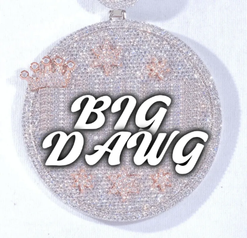 CUSTOM LETTER NECKLACE 3D BIG CROWN DISC sold by The GUU Shop