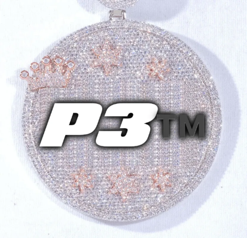 CUSTOM LETTER NECKLACE 3D BIG CROWN DISC sold by The GUU Shop