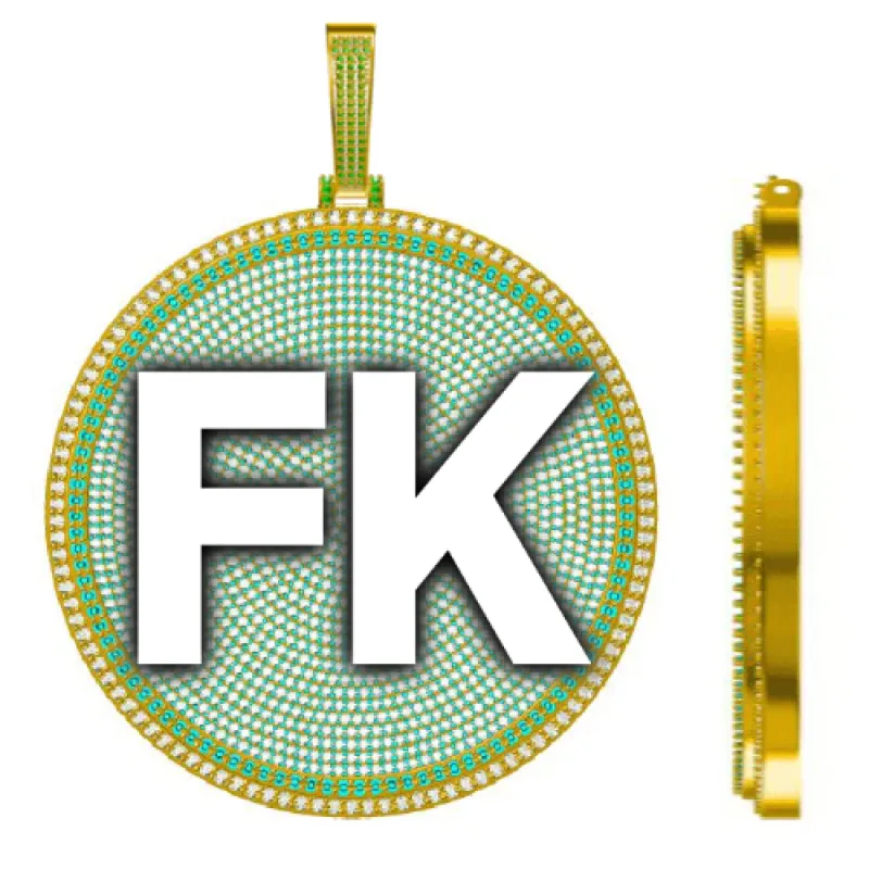 CUSTOM LETTER NECKLACE 3D BIG DISC sold by The GUU Shop