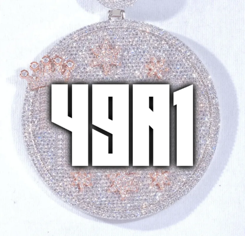 CUSTOM LETTER NECKLACE 3D BIG CROWN DISC made by The GUU Shop