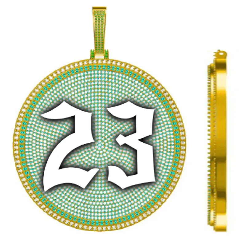 CUSTOM LETTER NECKLACE 3D BIG DISC sold by The GUU Shop