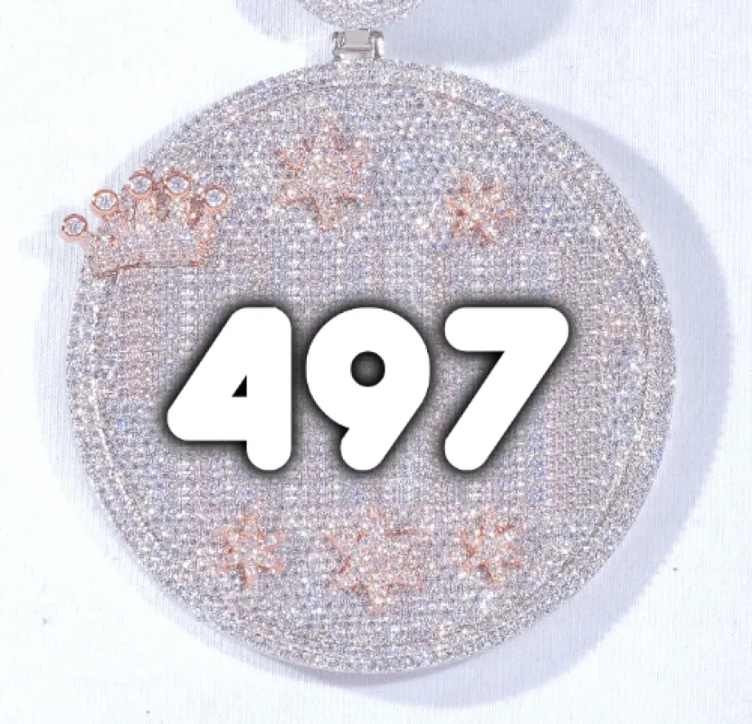 CUSTOM LETTER NECKLACE 3D BIG CROWN DISC sold by The GUU Shop