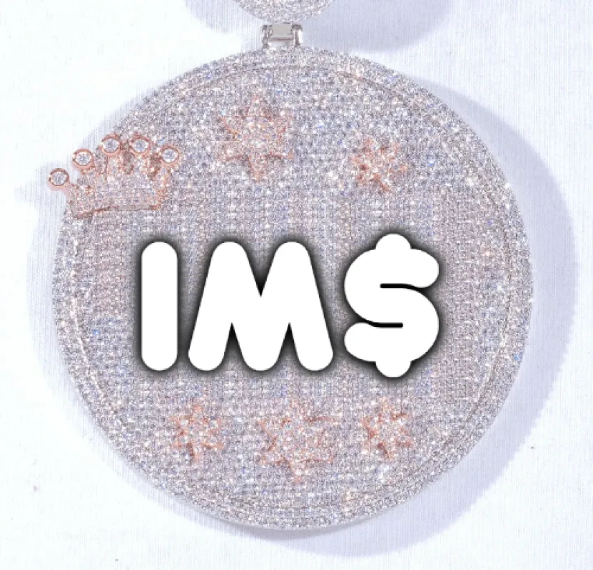 CUSTOM LETTER NECKLACE 3D BIG CROWN DISC sold by The GUU Shop