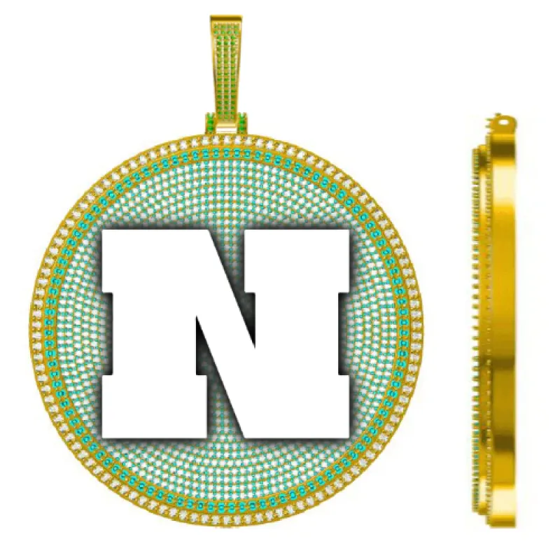 CUSTOM LETTER NECKLACE 3D BIG DISC sold by The GUU Shop