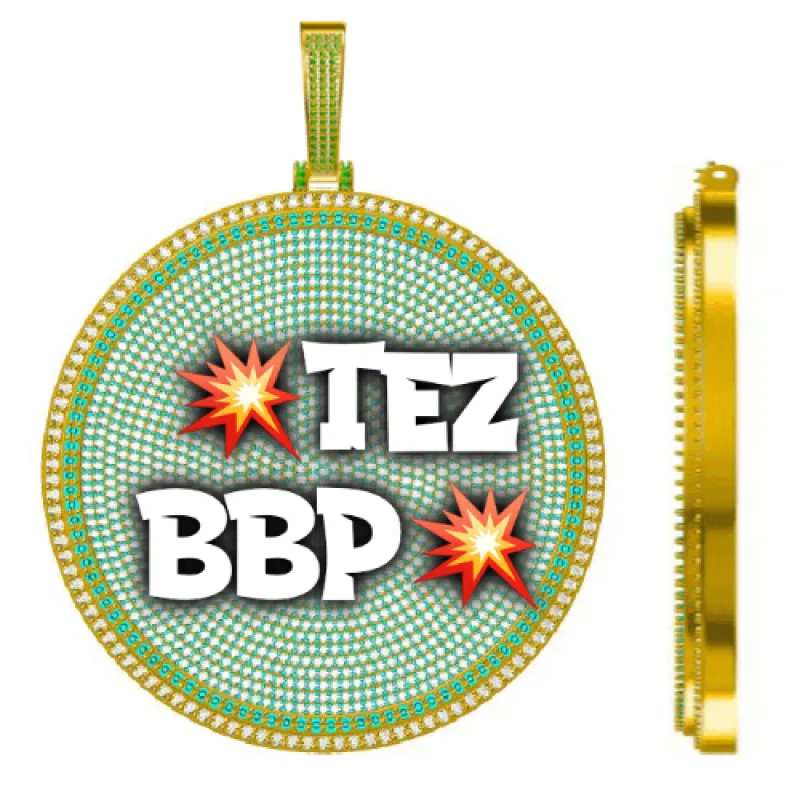 CUSTOM LETTER NECKLACE 3D BIG DISC sold by The GUU Shop