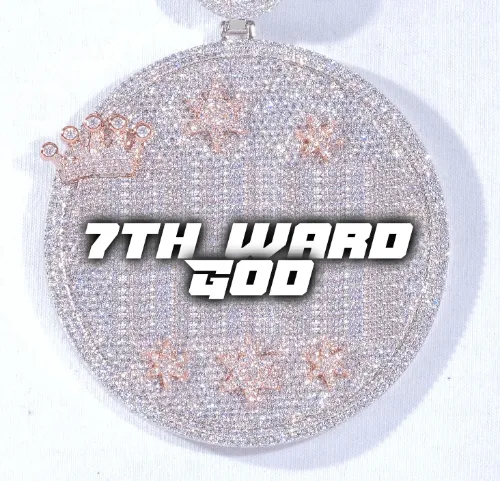 CUSTOM LETTER NECKLACE 3D BIG CROWN DISC sold by The GUU Shop