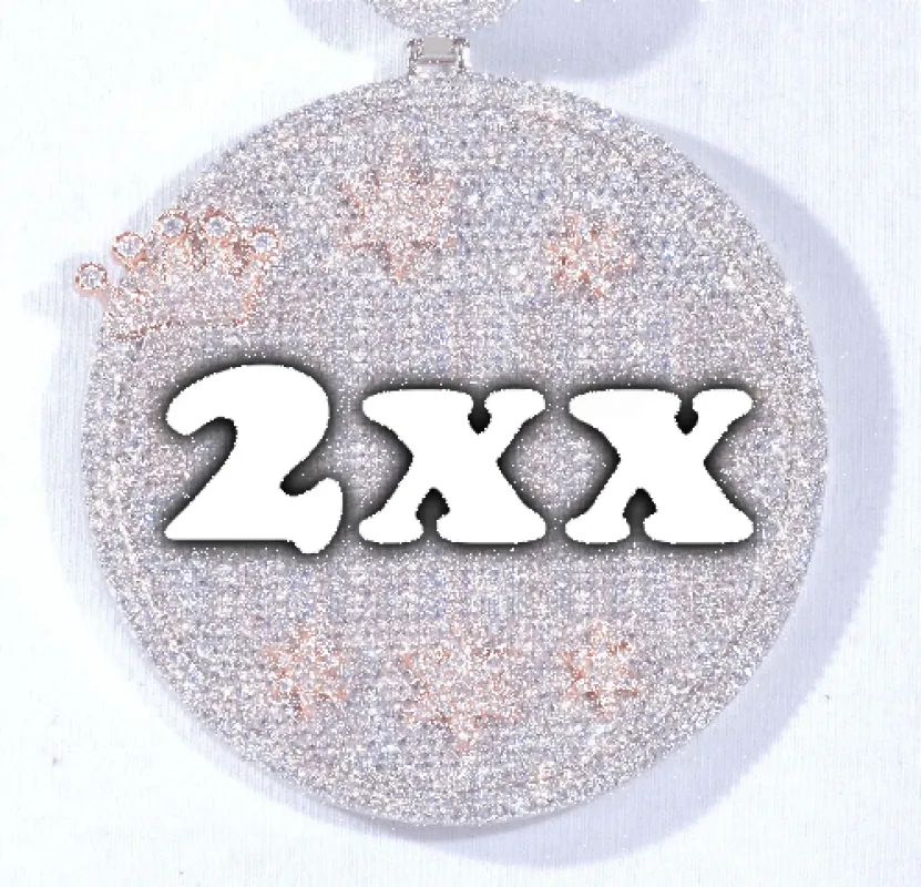 CUSTOM LETTER NECKLACE 3D BIG CROWN DISC sold by The GUU Shop