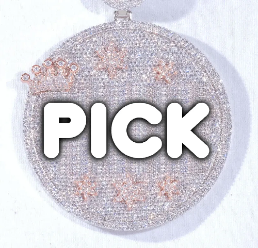 CUSTOM LETTER NECKLACE 3D BIG CROWN DISC sold by The GUU Shop