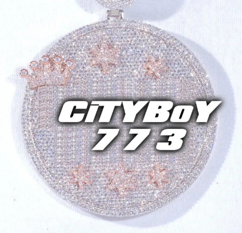 CUSTOM LETTER NECKLACE 3D BIG CROWN DISC sold by The GUU Shop