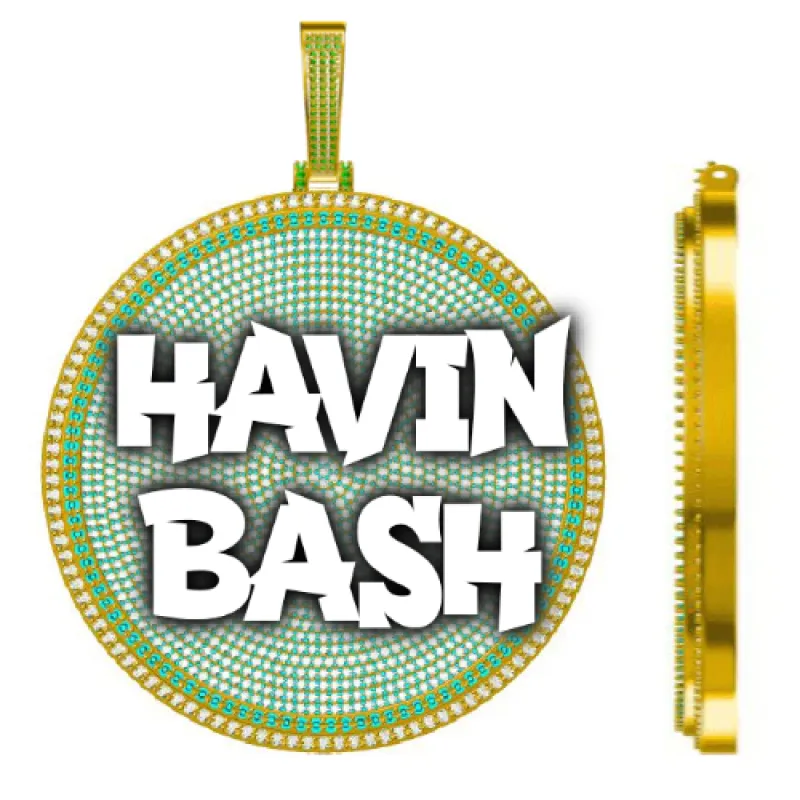 CUSTOM LETTER NECKLACE 3D BIG DISC sold by The GUU Shop