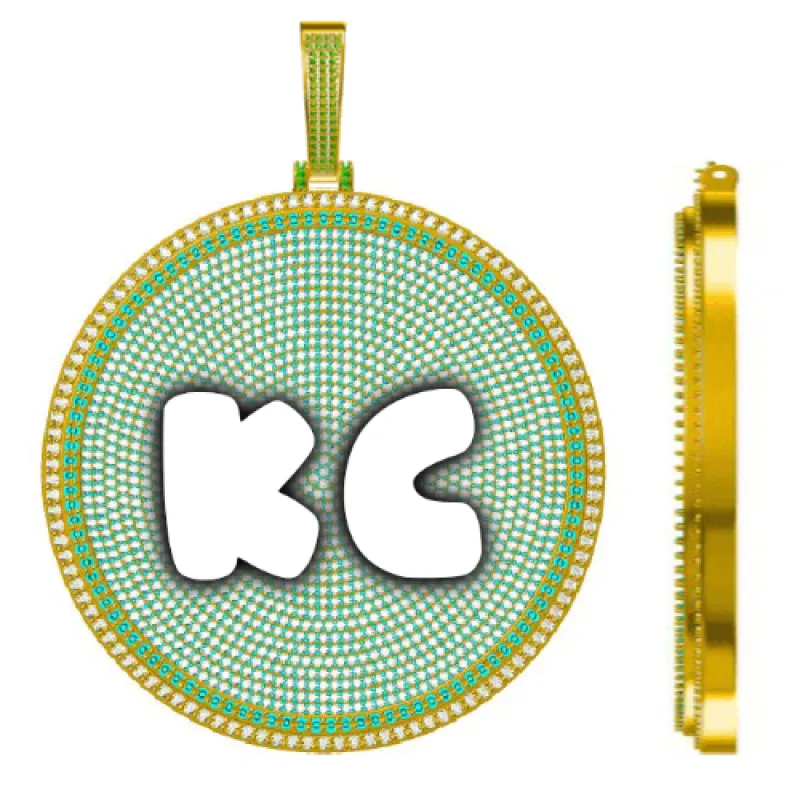 CUSTOM LETTER NECKLACE 3D BIG DISC sold by The GUU Shop