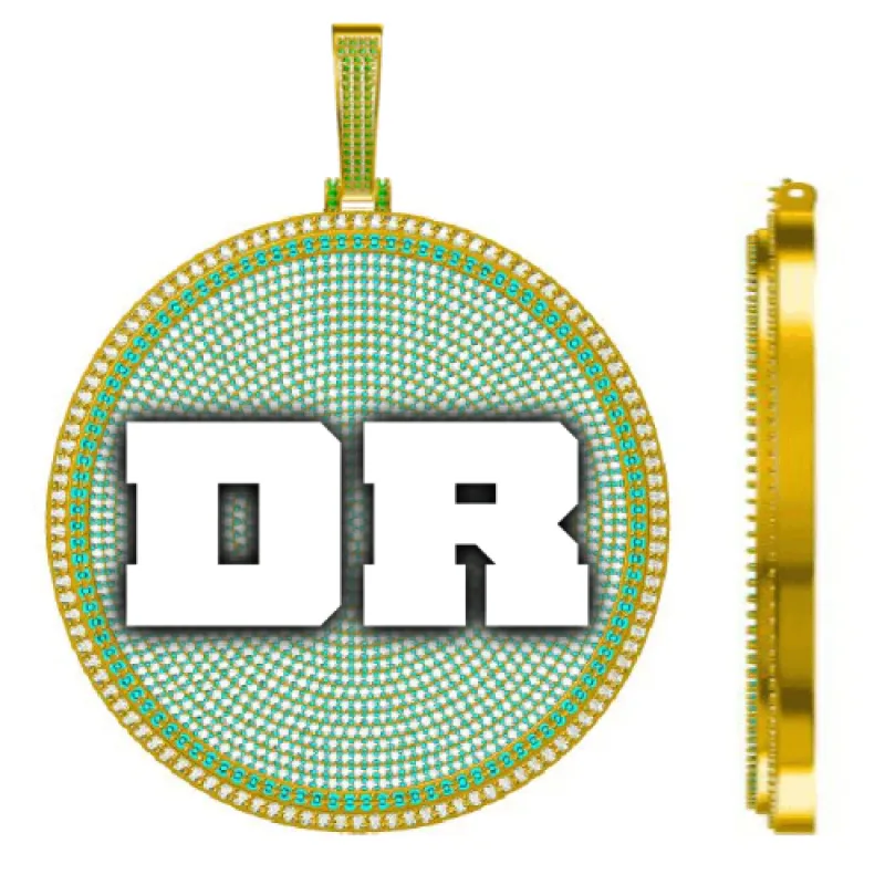 CUSTOM LETTER NECKLACE 3D BIG DISC sold by The GUU Shop